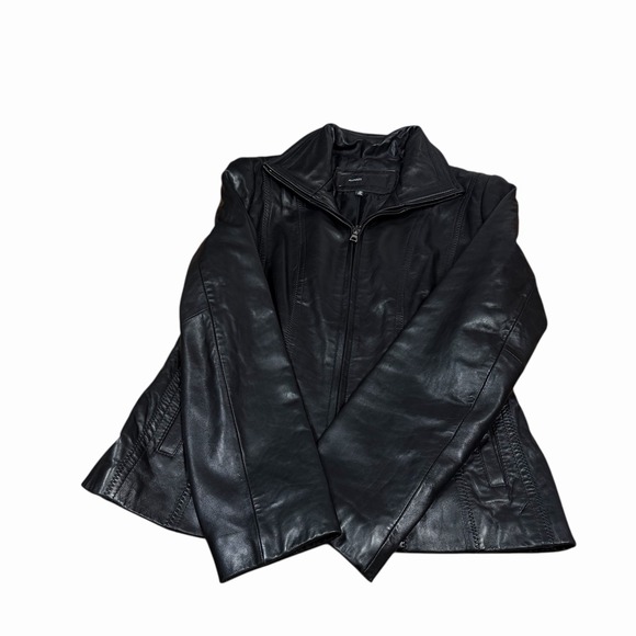 Avanti Women's Soft Leather Collared Long Sleeves Full Zip Jacket Black Size M - Picture 6 of 14